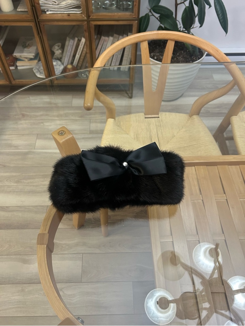 Authentic Fur Bandeau with Satin Bow